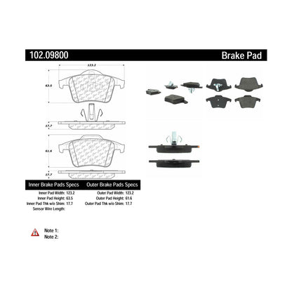 Centric Parts Disc Brake Pad Set Shimmed Semi-Metallic 102.09800