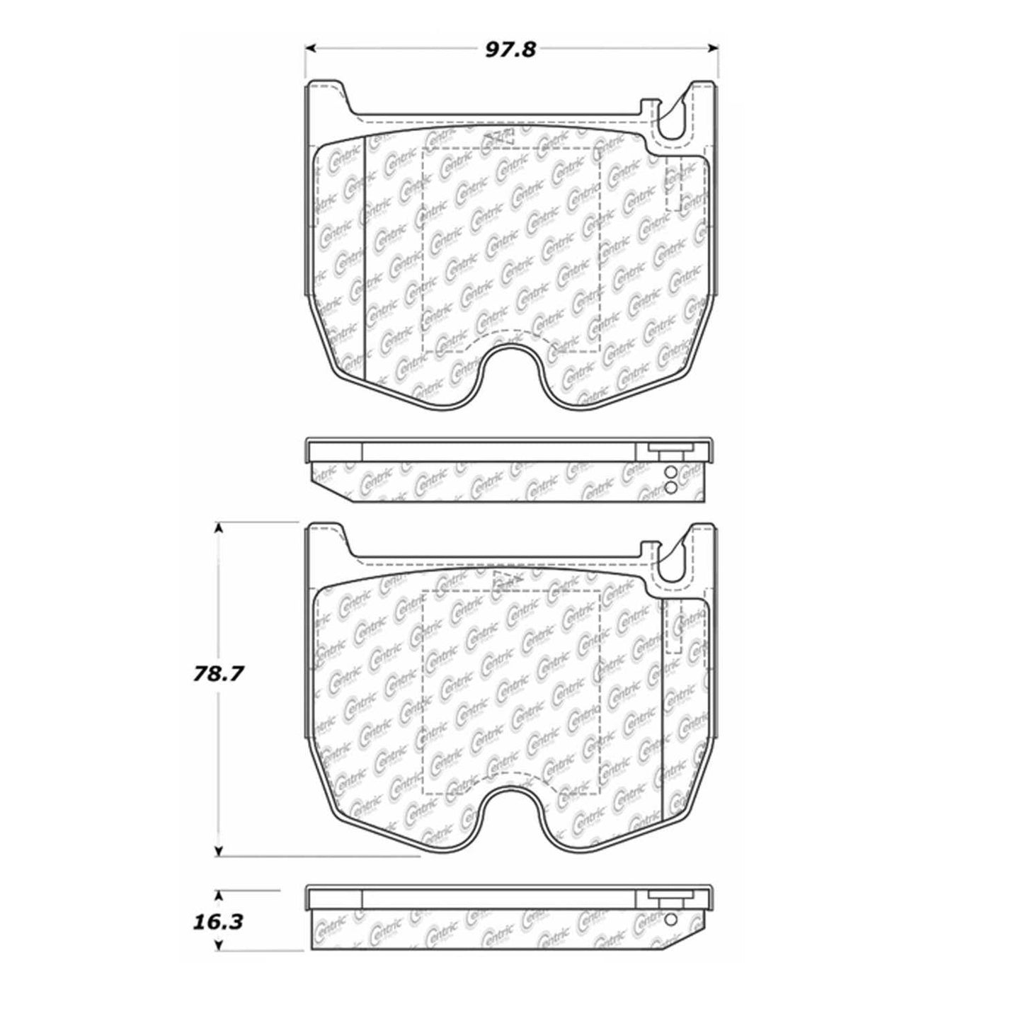 Centric Parts Disc Brake Pad Set with Semi-Metallic compounds 102.09830