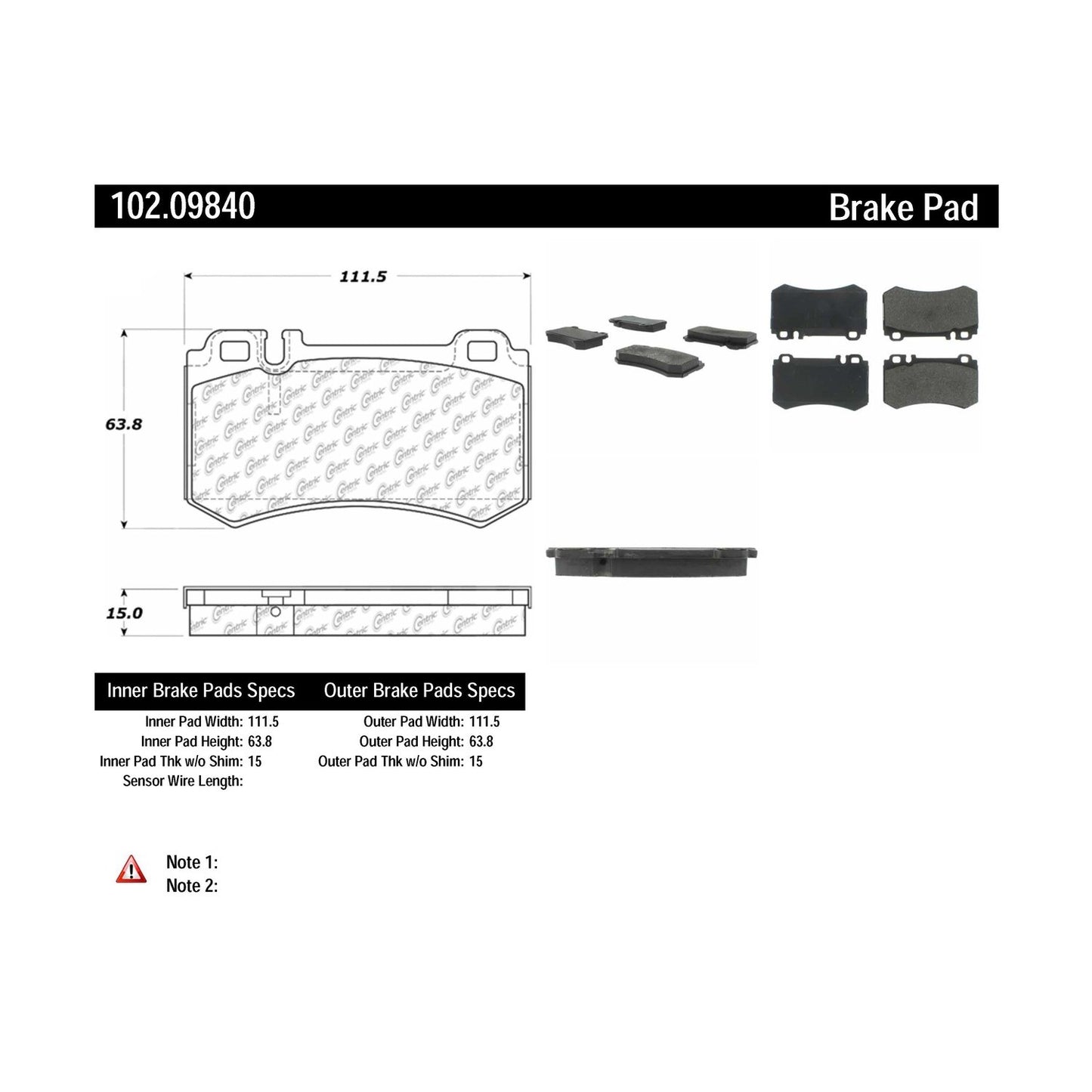 Centric Parts Disc Brake Pad Set with Semi-Metallic compounds 102.09840
