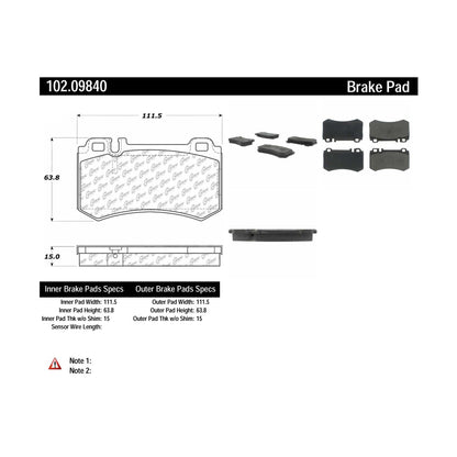 Centric Parts Disc Brake Pad Set with Semi-Metallic compounds 102.09840