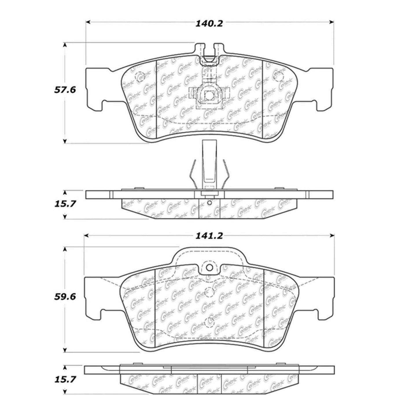 Centric Parts Disc Brake Pad Set Shimmed Metallic with Noise Reduction for 102.09860