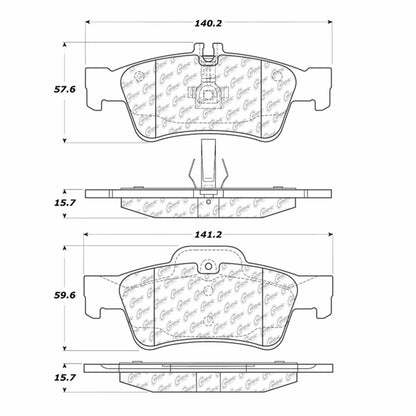 Centric Parts Disc Brake Pad Set Shimmed Metallic with Noise Reduction for 102.09860
