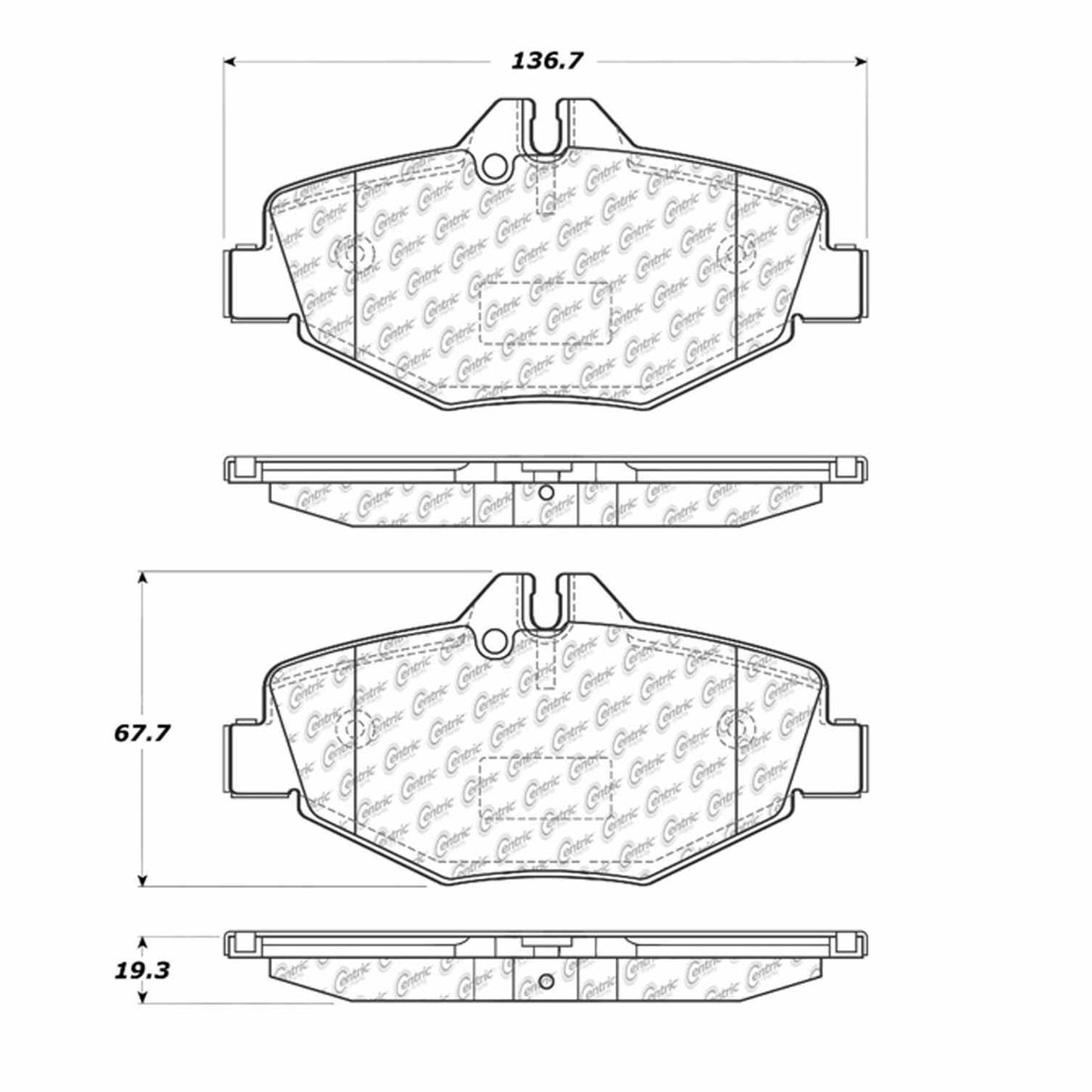 Centric Parts Disc Brake Pad Set with Semi-Metallic compounds