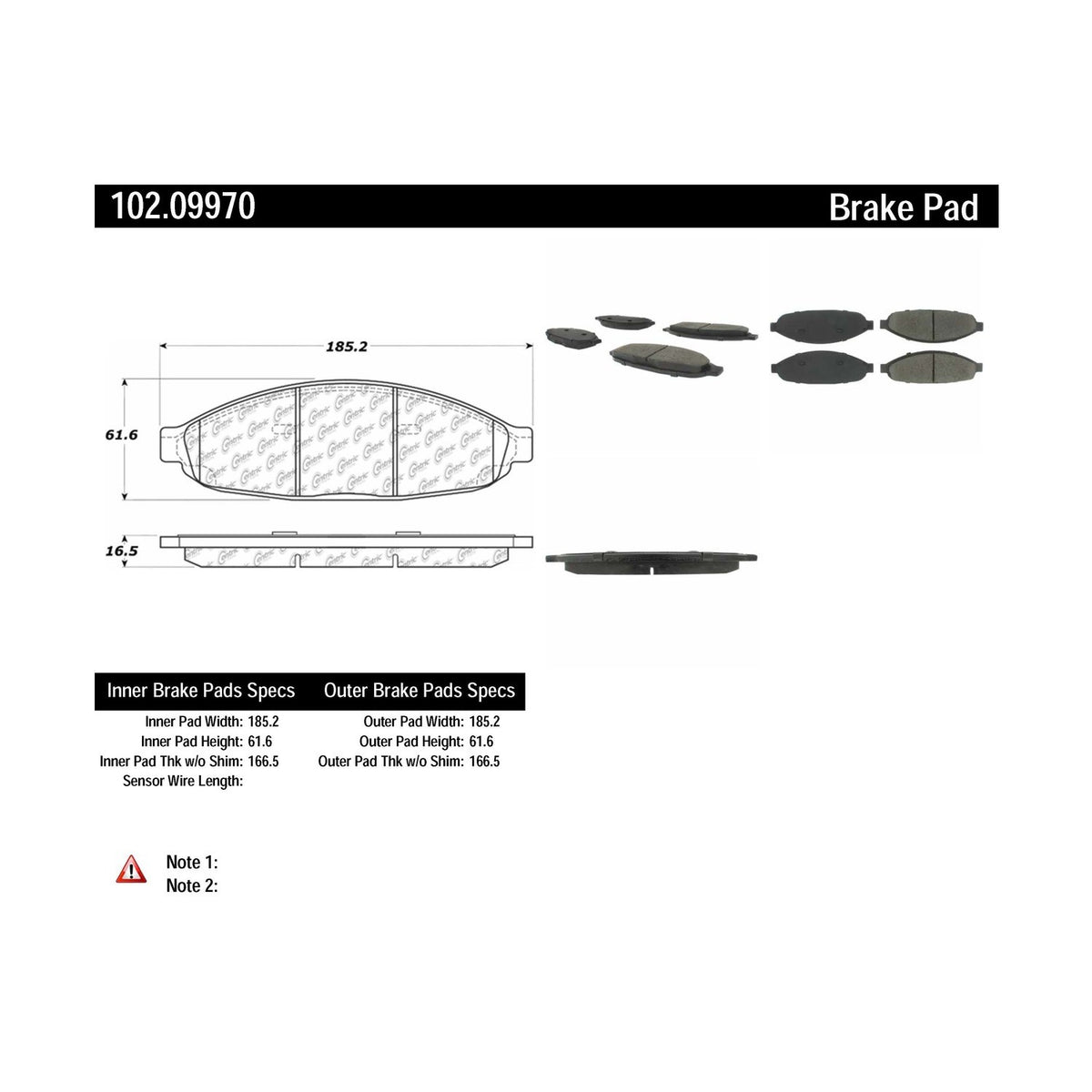 Centric Parts Disc Brake Pad Set Shimmed Semi-Metallic for 100% Asbestos and Copper Free Formula 102.09970