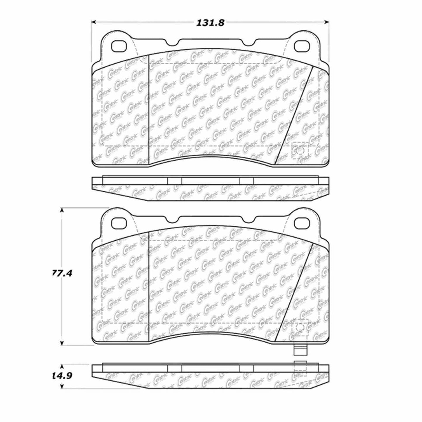 Centric Parts Disc Brake Pad Set Semi-Metallic with Noise Reduction 102.10010