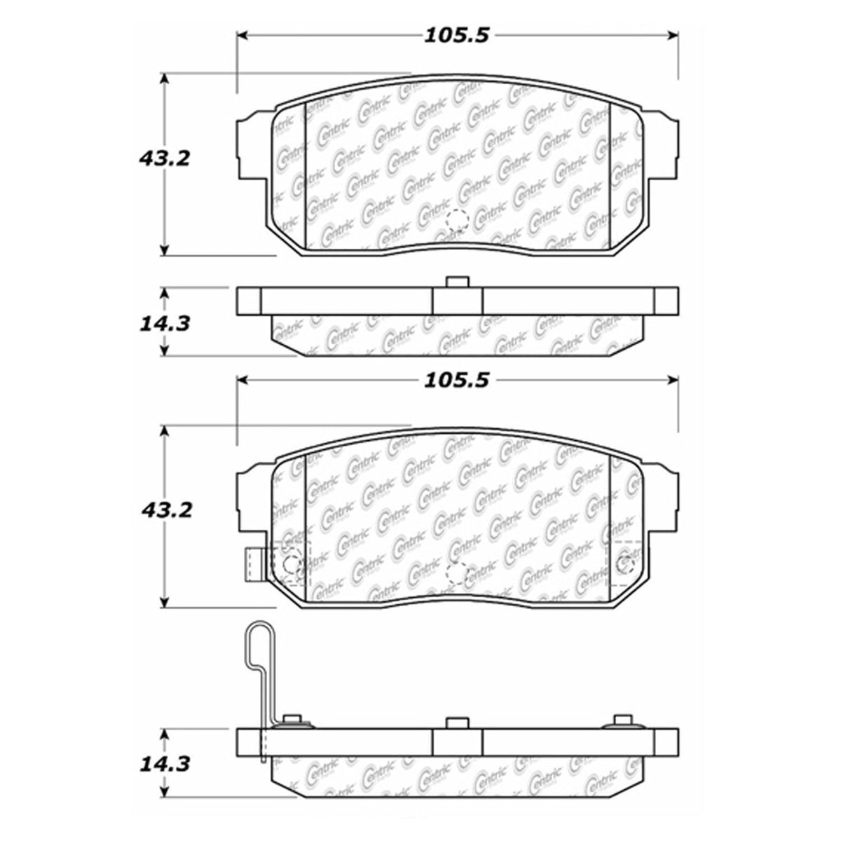 Centric Parts Disc Brake Pad Set Shimmed for Noise Reduction 102.10080