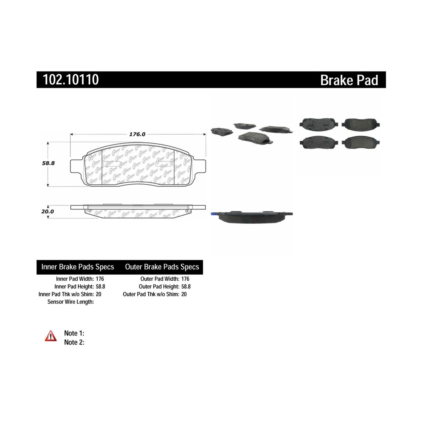 Centric Parts Disc Brake Pad Set with Semi-Metallic compounds 102.10110