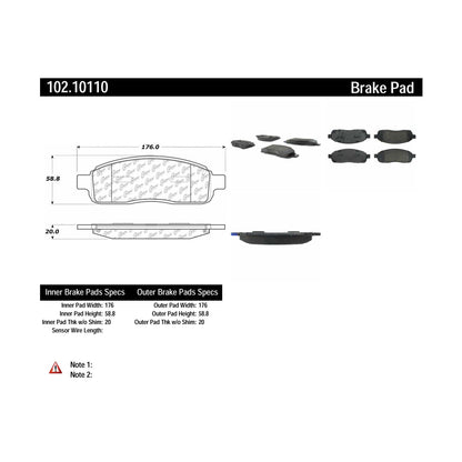 Centric Parts Disc Brake Pad Set with Semi-Metallic compounds 102.10110