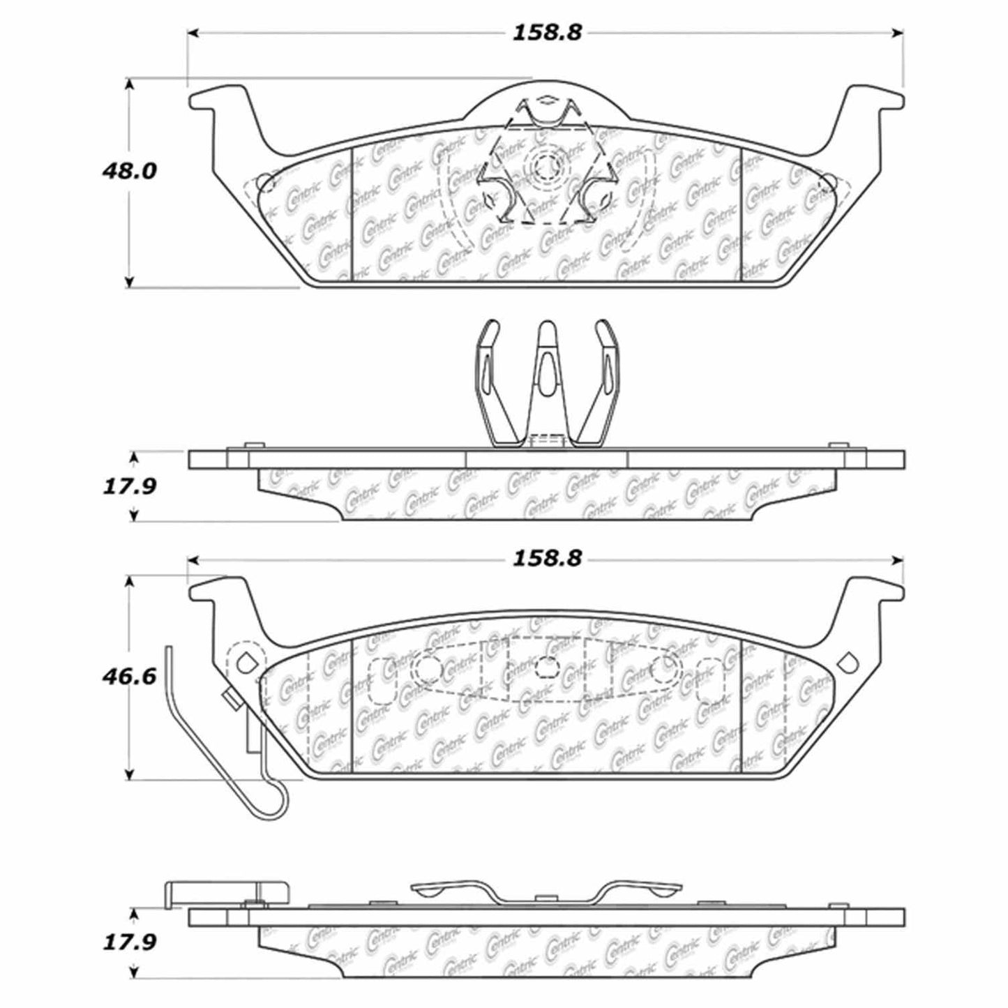 Centric Parts Disc Brake Pad Set Semi-Metallic with Noise Reduction 102.10120