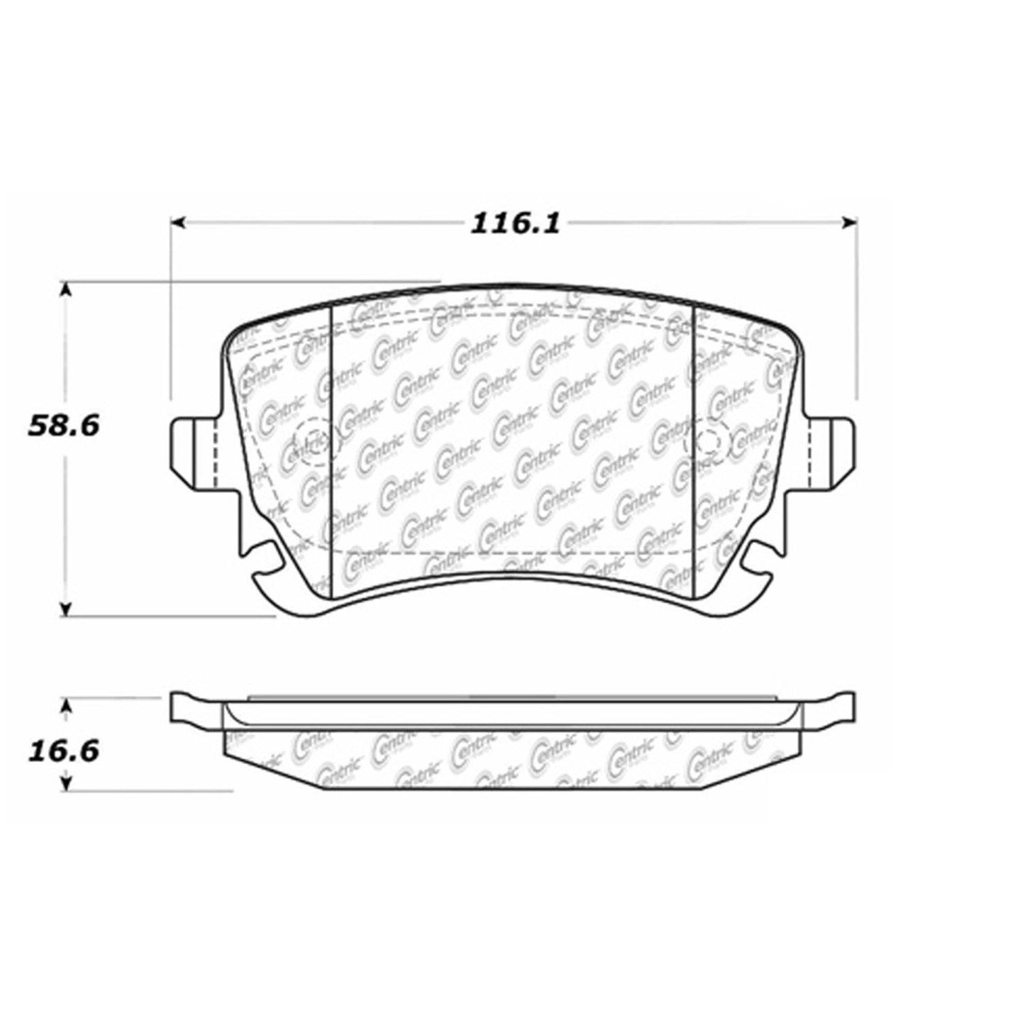 Centric Parts Disc Brake Pad Set Semi-Metallic with Noise Reduction 102.10180
