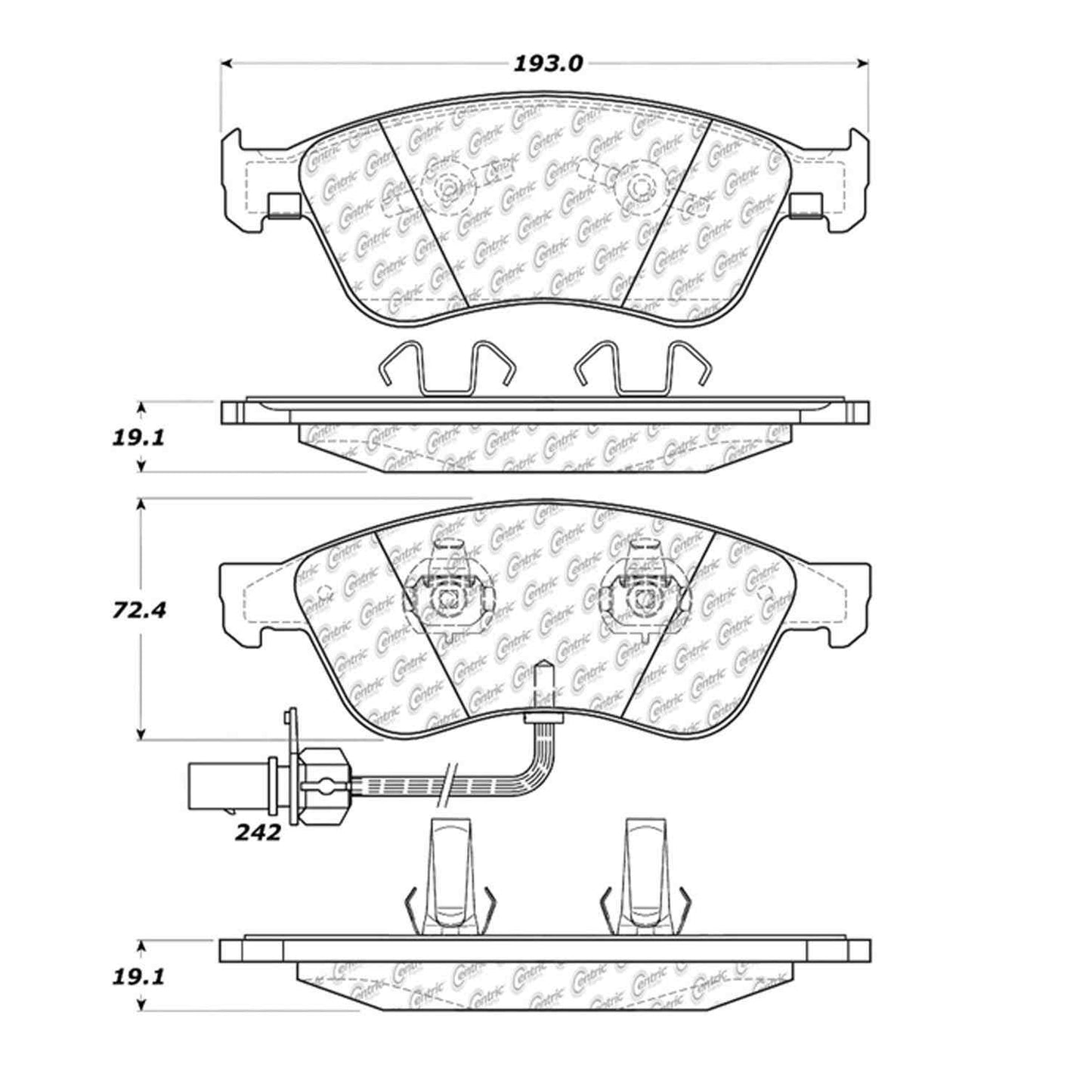 Centric Parts Disc Brake Pad Set Shimmed Semi-Metallic 102.10240