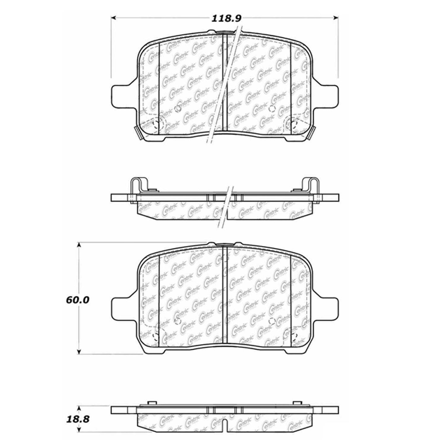 Centric Parts Disc Brake Pad Set with Semi-Metallic compounds 102.10280