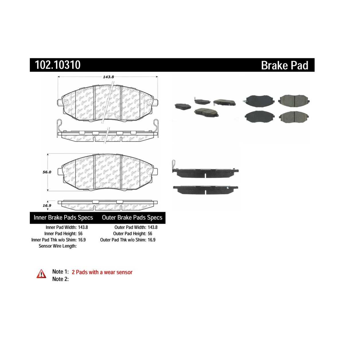 Centric Parts Disc Brake Pad Set with Semi-Metallic compounds 102.10310