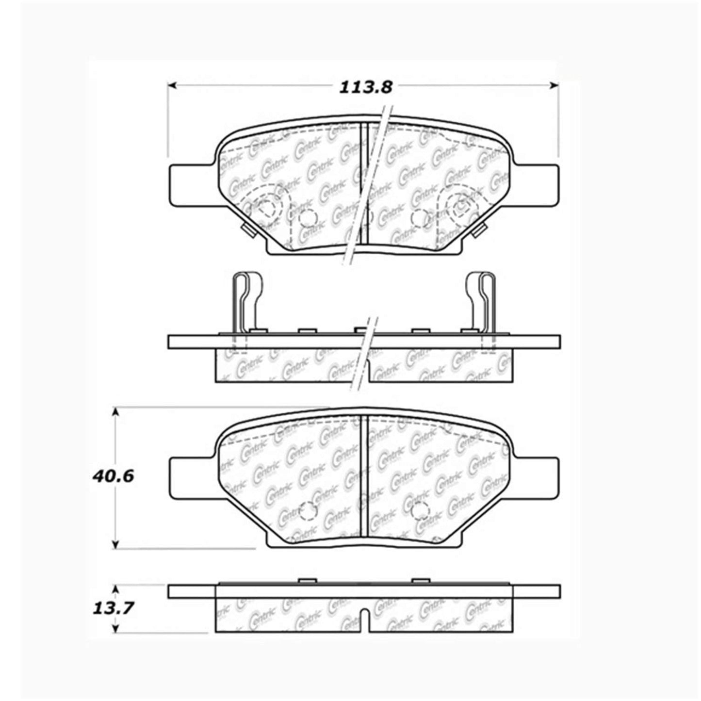 Centric Parts Disc Brake Pad Set with Semi-Metallic compounds 102.10330