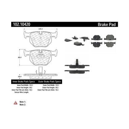 Centric Parts Disc Brake Pad Set Shimmed Semi-Metallic 102.10420