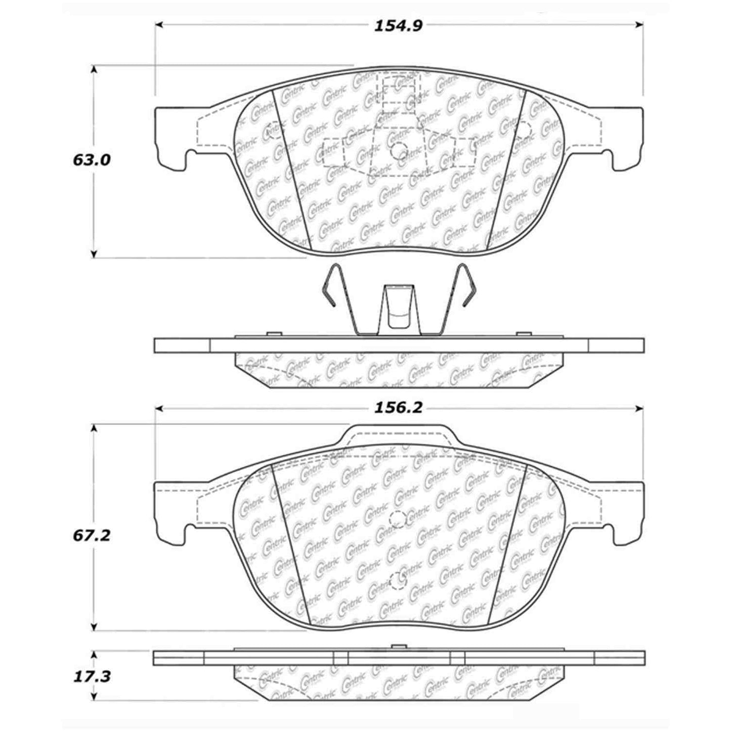 Centric Parts Disc Brake Pad Set with Semi-Metallic compounds 102.10440