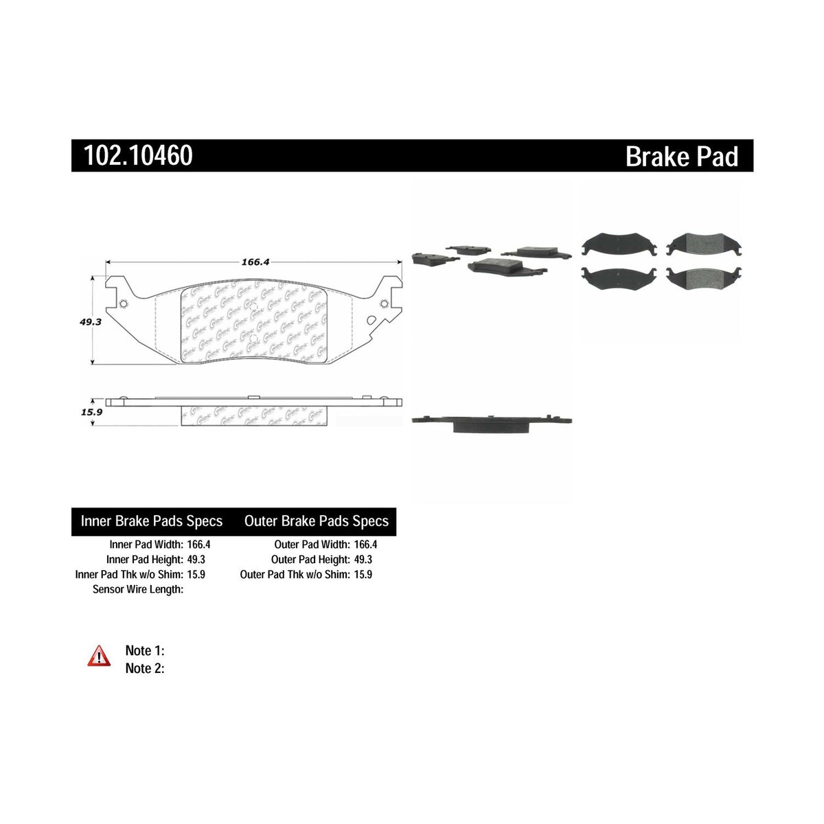 Centric Parts Disc Brake Pad Set with Semi-Metallic compounds for 102.10460