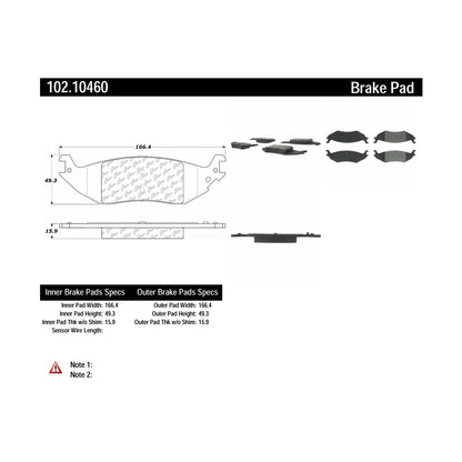 Centric Parts Disc Brake Pad Set with Semi-Metallic compounds for 102.10460