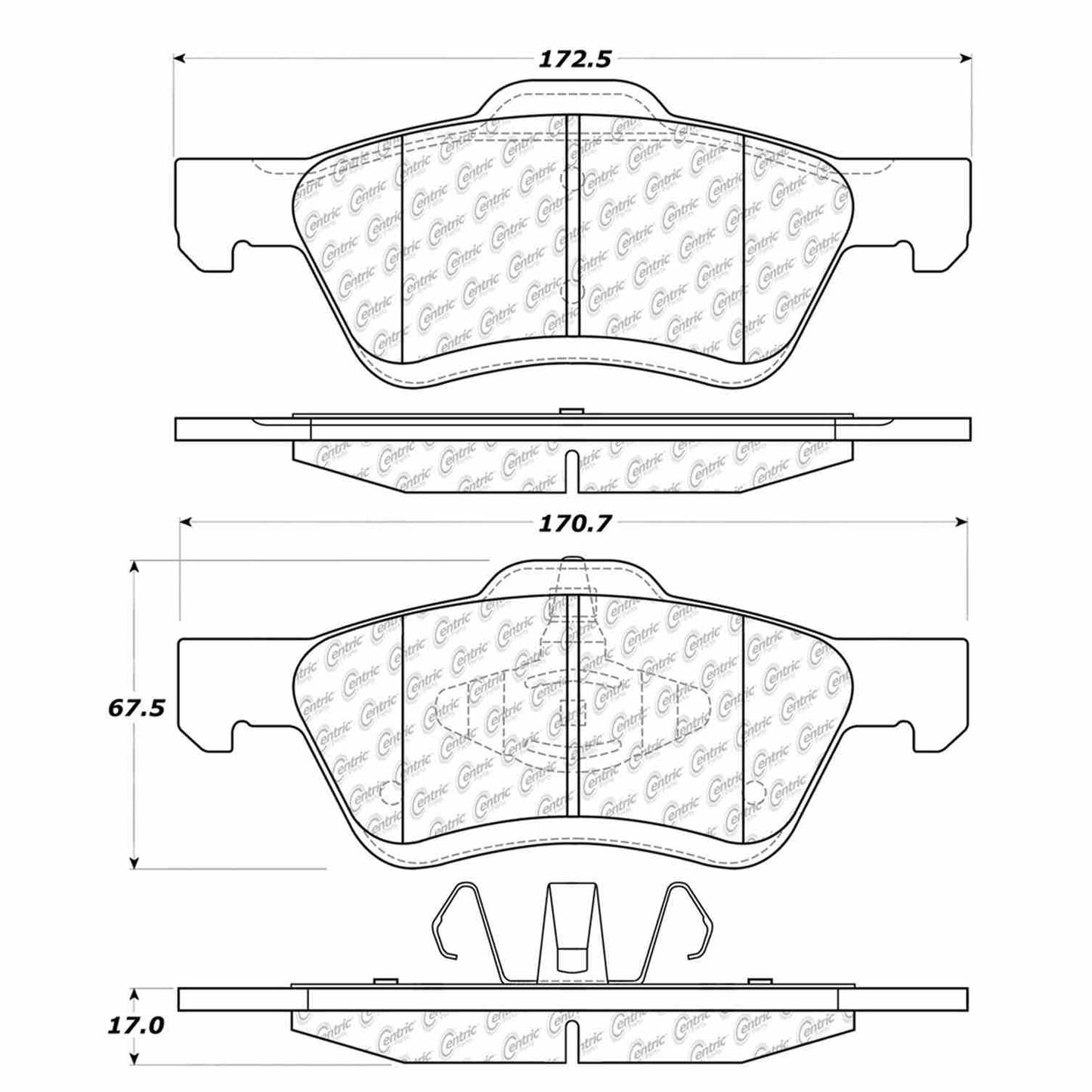 Centric Parts Disc Brake Pad Set Shimmed Semi-Metallic for 100% Asbestos and Copper Free Formula 102.10471