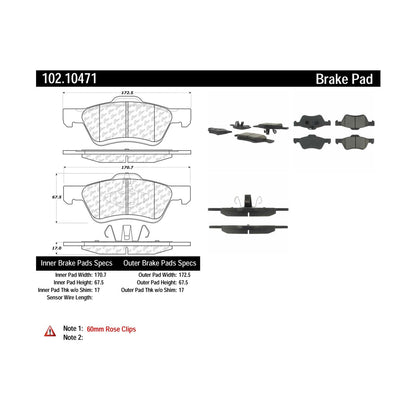 Centric Parts Disc Brake Pad Set Shimmed Semi-Metallic for 100% Asbestos and Copper Free Formula 102.10471