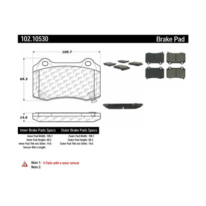 Centric Parts Disc Brake Pad Set with Semi-Metallic compounds 102.10530