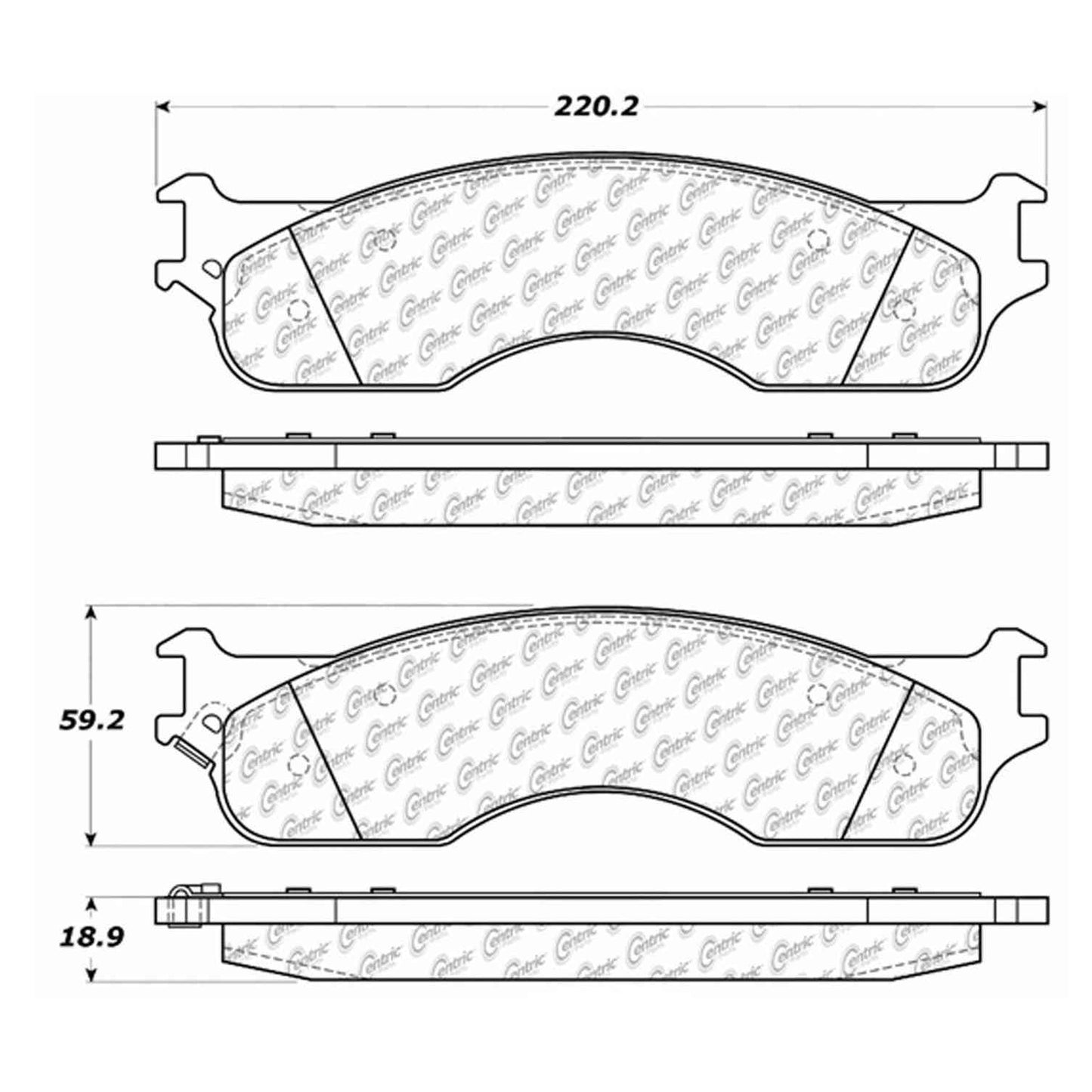 Centric Parts Disc Brake Pad Set with Semi-Metallic compounds 102.10540