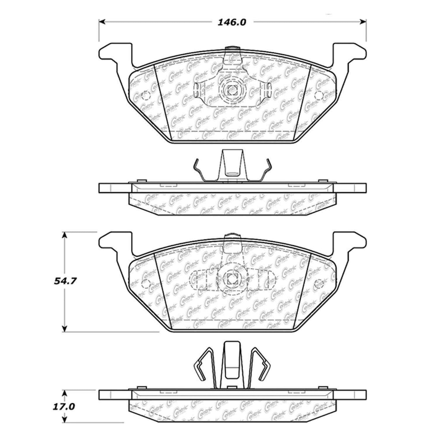 Centric Parts Disc Brake Pad Set with Semi-Metallic compounds 102.10550