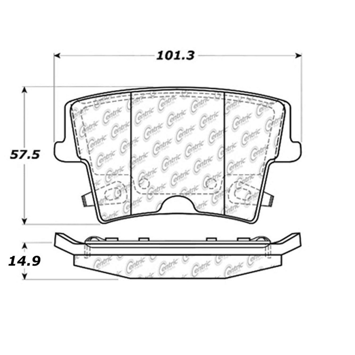 Centric Parts Disc Brake Pad Set with Semi-Metallic compounds for 2020-2025 vehicles 102.10571