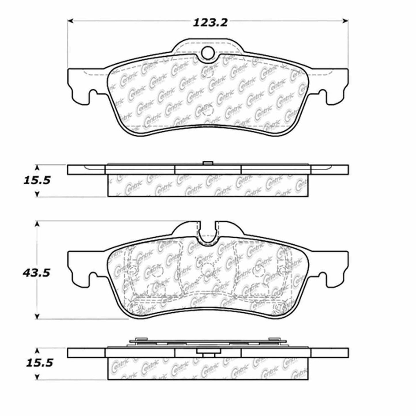 Centric Parts Disc Brake Pad Set with Semi-Metallic compounds 102.10600