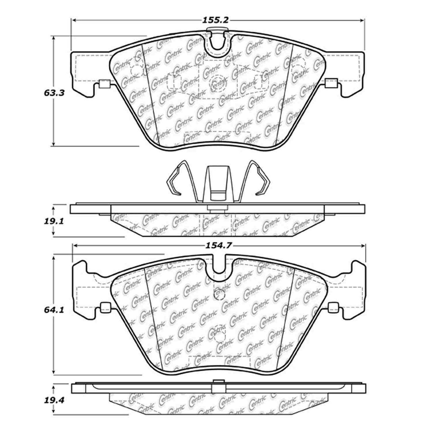 Centric Parts Disc Brake Pad Set with Semi-Metallic compounds 102.10611