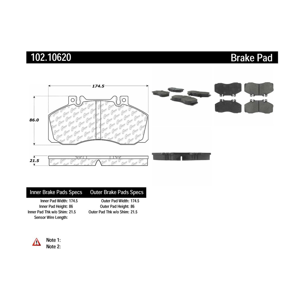 Centric Parts Disc Brake Pad Set with Semi-Metallic compounds 102.10620