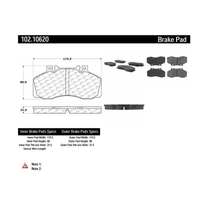 Centric Parts Disc Brake Pad Set with Semi-Metallic compounds 102.10620