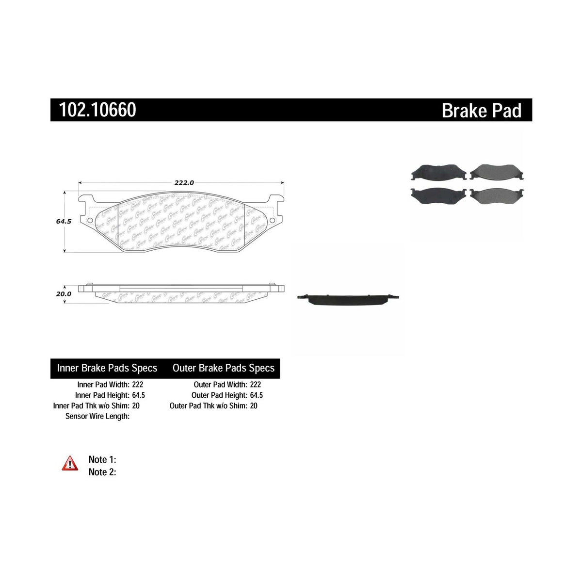 Centric Parts Disc Brake Pad Set with Semi-Metallic compounds 102.10660