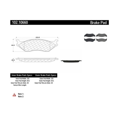 Centric Parts Disc Brake Pad Set with Semi-Metallic compounds 102.10660