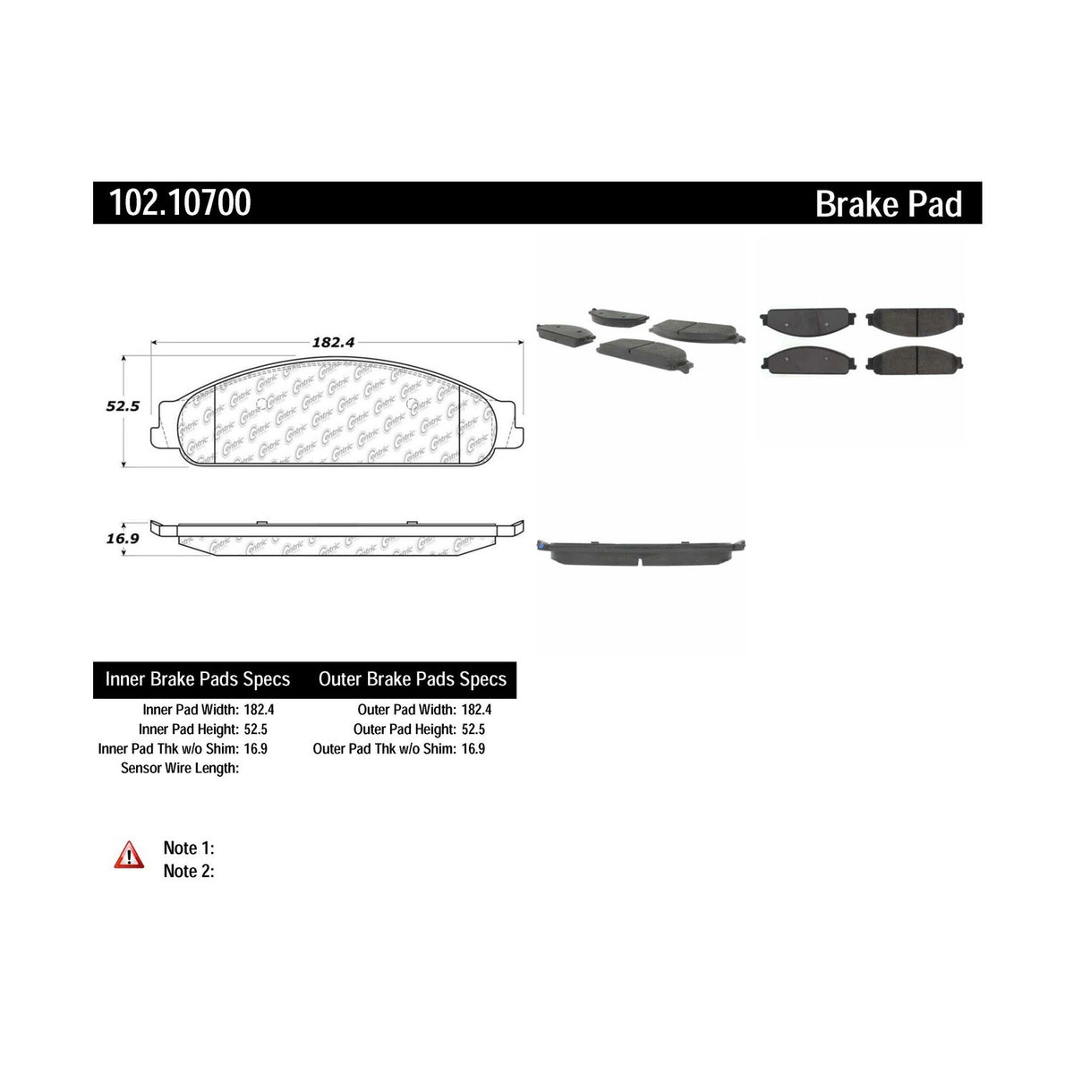 Centric Parts Disc Brake Pad Set Shimmed Semi-Metallic 102.10700