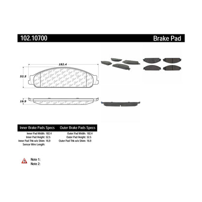 Centric Parts Disc Brake Pad Set Shimmed Semi-Metallic 102.10700