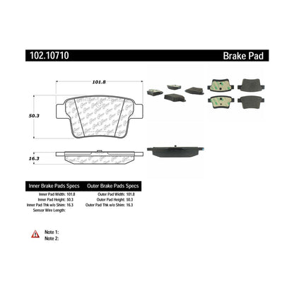 Centric Parts Disc Brake Pad Set Semi-Metallic with Noise Reduction 102.10710