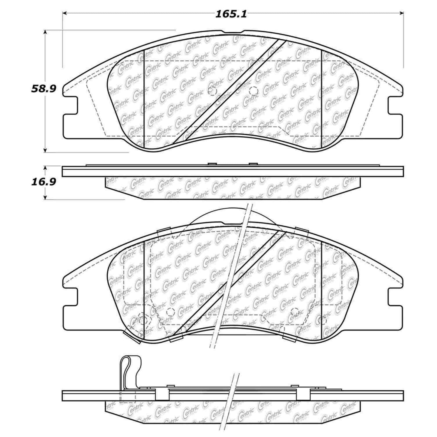 Centric Parts Disc Brake Pad Set with Semi-Metallic compounds 102.10740