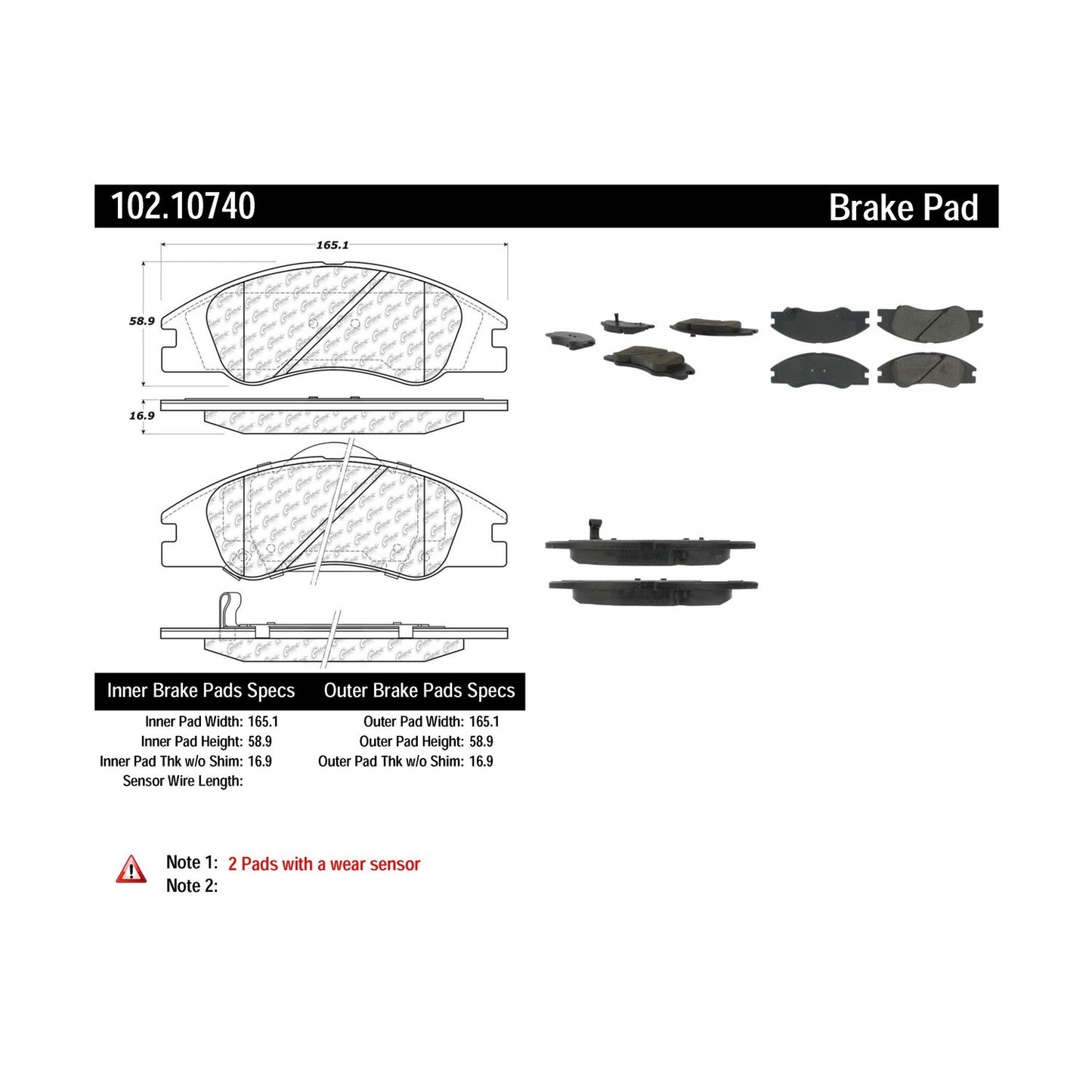 Centric Parts Disc Brake Pad Set with Semi-Metallic compounds 102.10740