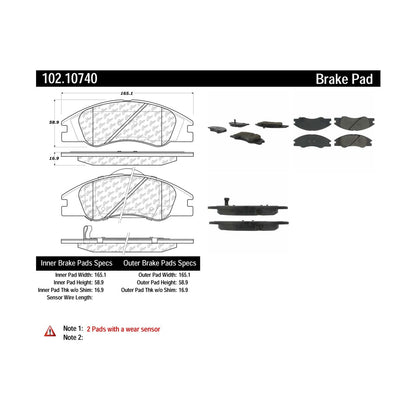 Centric Parts Disc Brake Pad Set with Semi-Metallic compounds 102.10740