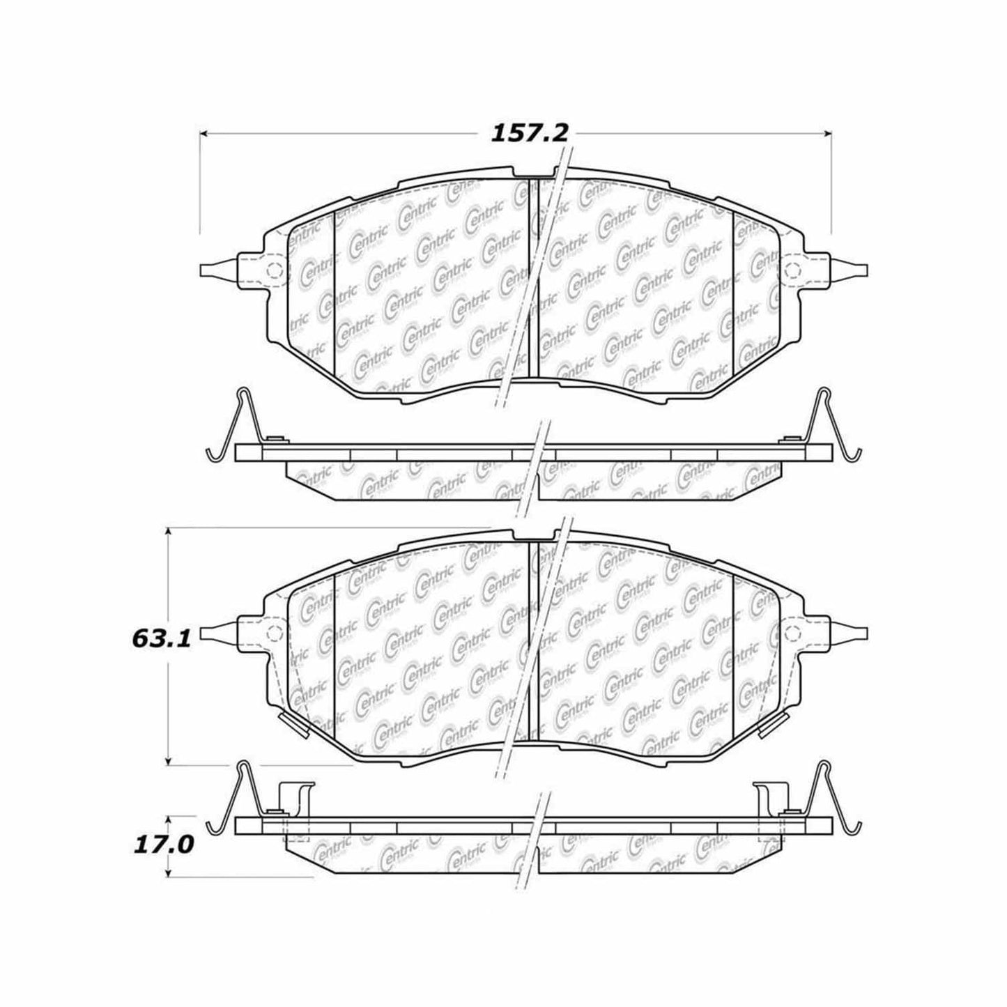 Centric Parts Disc Brake Pad Set Semi-Metallic with Shims for Subaru 2006-2021 102.10780