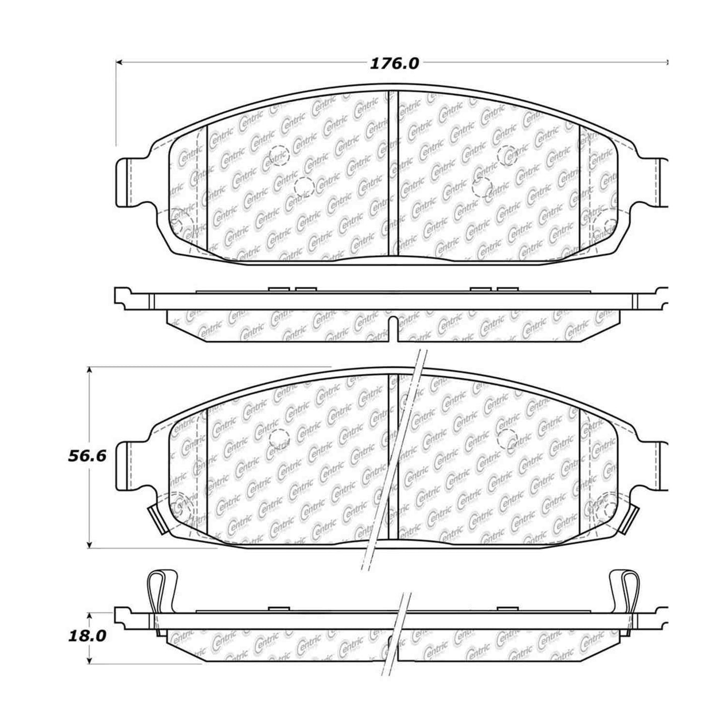 Centric Parts Disc Brake Pad Set Semi-Metallic with Shims for 2006-2010 Jeep Commander 2005-2010 Grand Cherokee 102.10800