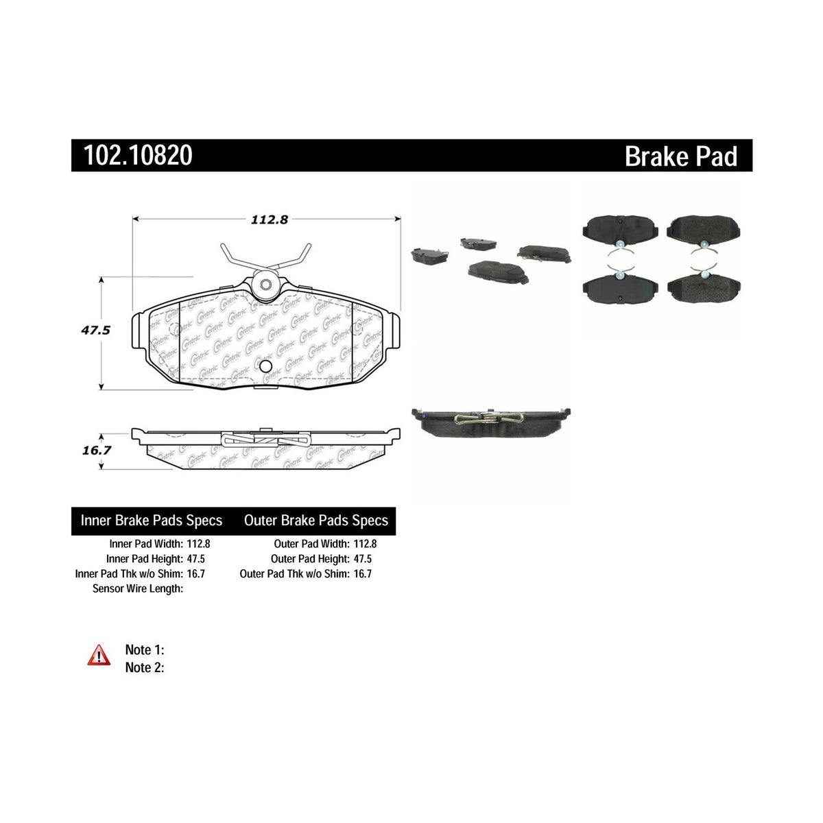 Centric Parts Disc Brake Pad Set Semi-Metallic with Shims for 2005-2011 Ford Mustang 102.10820