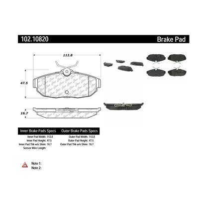 Centric Parts Disc Brake Pad Set Semi-Metallic with Shims for 2005-2011 Ford Mustang 102.10820
