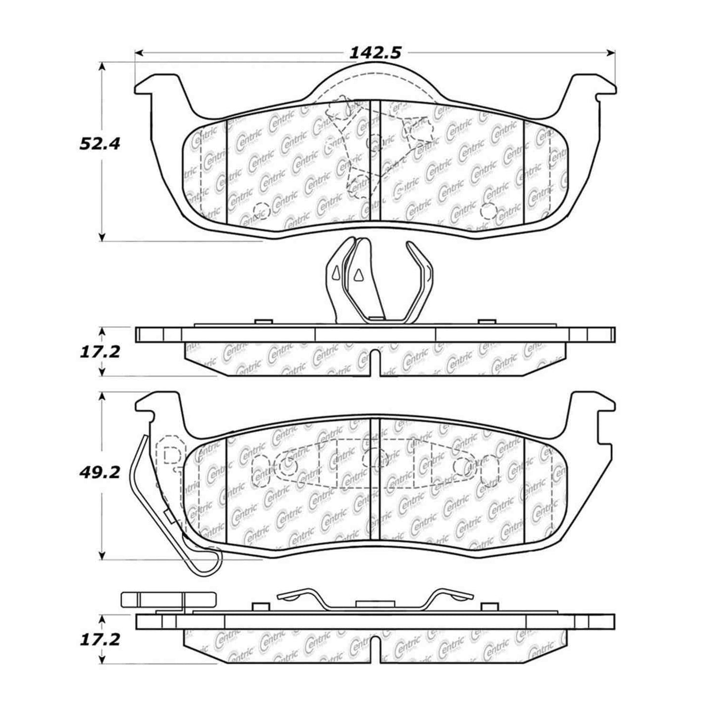 Centric Parts Disc Brake Pad Set Semi-Metallic with Shims for 2006-2010 Jeep Commander 2005-2010 Grand Cherokee 102.10870