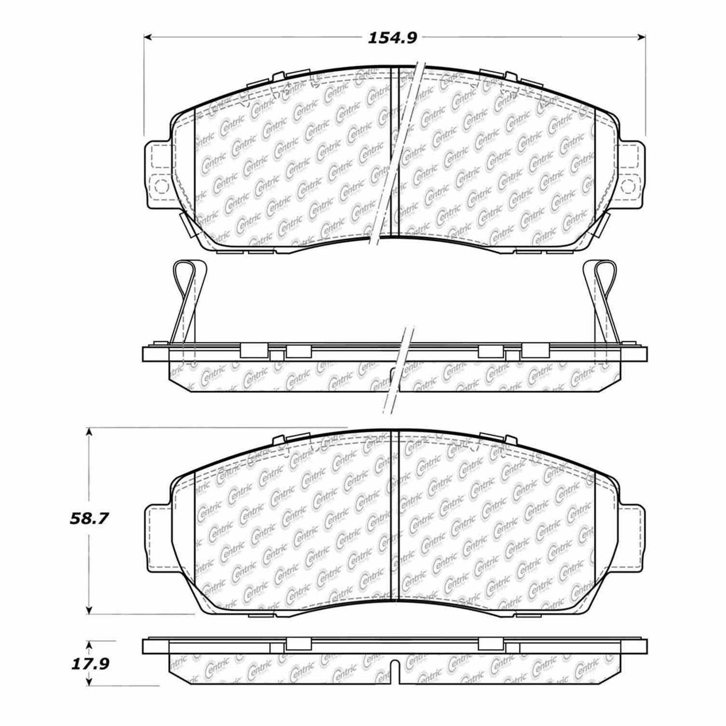Centric Parts Disc Brake Pad Set Semi-Metallic with Shims for 2007-2012 Acura RDX, 2005-2011 Honda Accord Crosstour, 2007-2012 CR-V, 2005-2010 Odyssey 102.10890