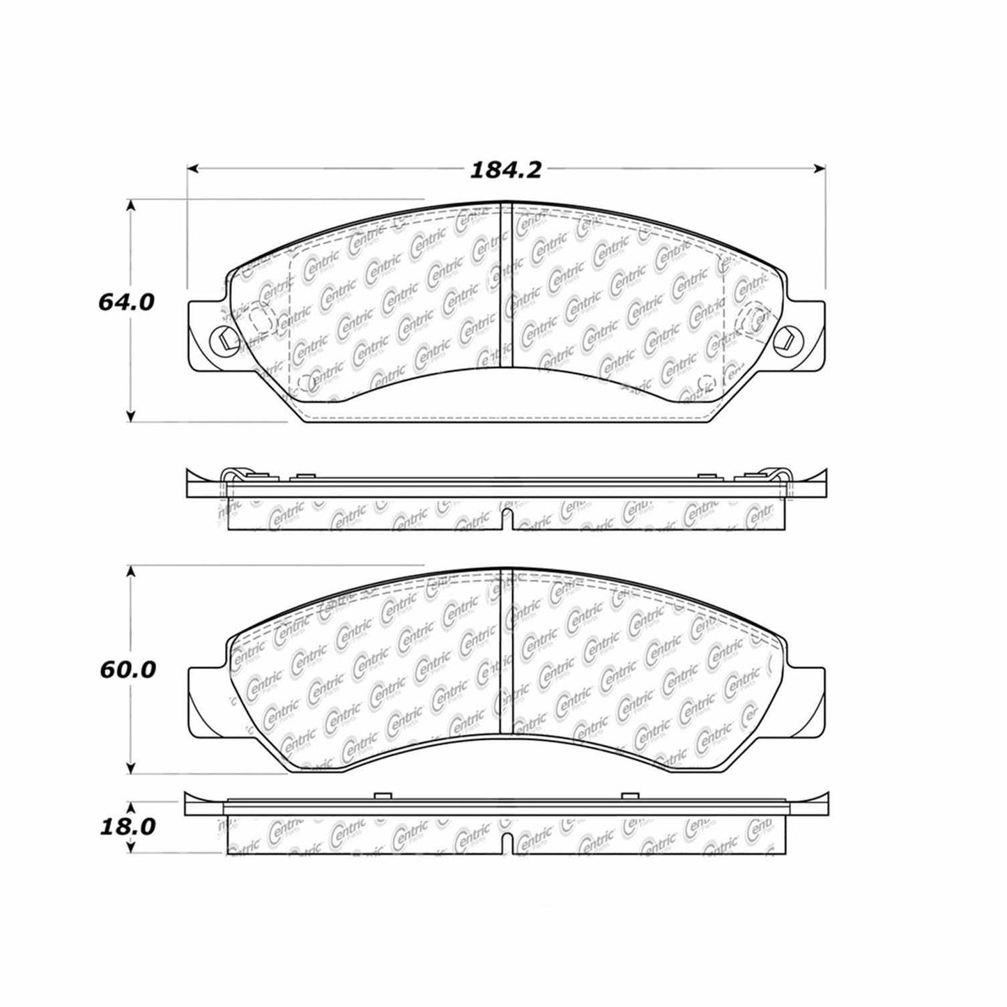Centric Parts Disc Brake Pad Set Semi-Metallic with Shims for 2005-2008 Cadillac Escalade, Chevrolet Silverado 1500