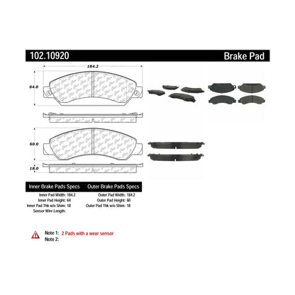 Centric Parts Disc Brake Pad Set Semi-Metallic with Shims for 2005-2008 Cadillac Escalade, Chevrolet Silverado 1500