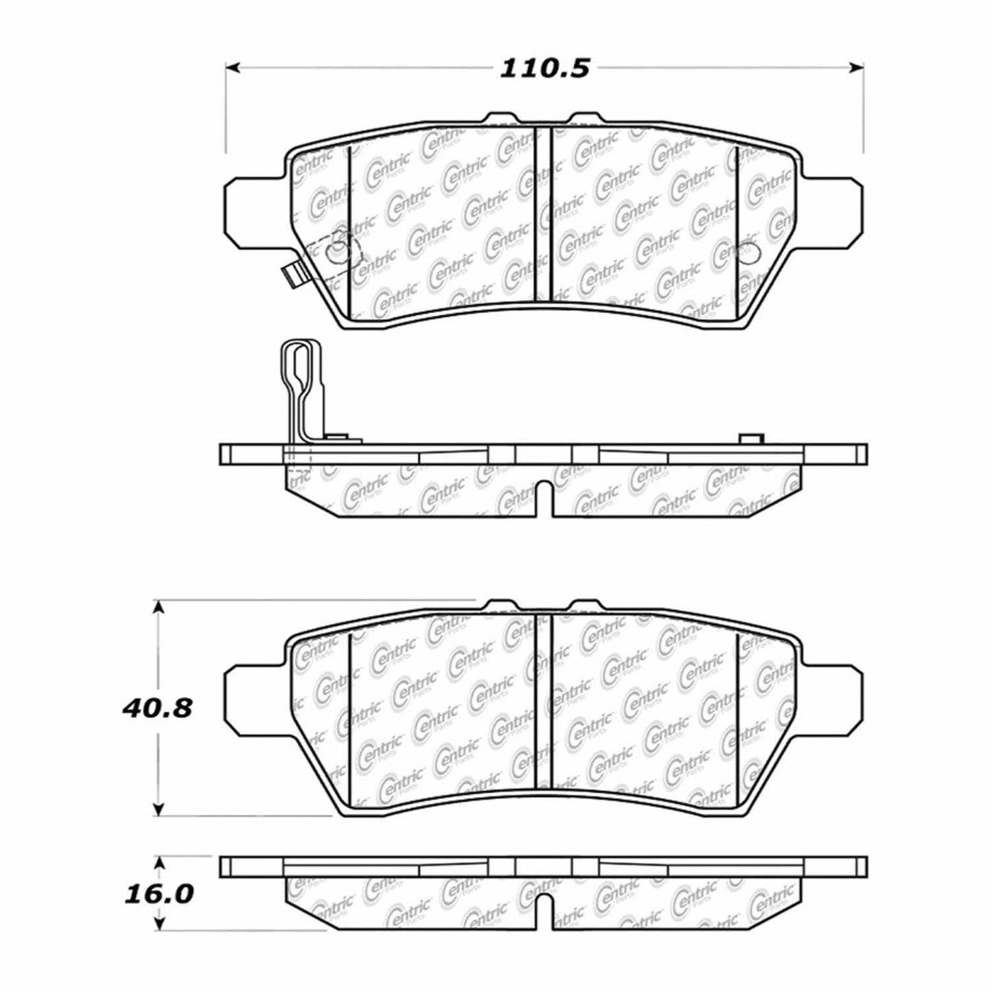 Centric Parts Disc Brake Pad Set Semi-Metallic with Shims for 2004-2012 Nissan Pathfinder 102.11010