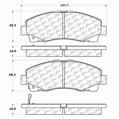 Centric Parts Disc Brake Pad Set Semi-Metallic with Shims for 2009-2014 Acura TL 2011-2006 Honda Ridgeline 102.11020